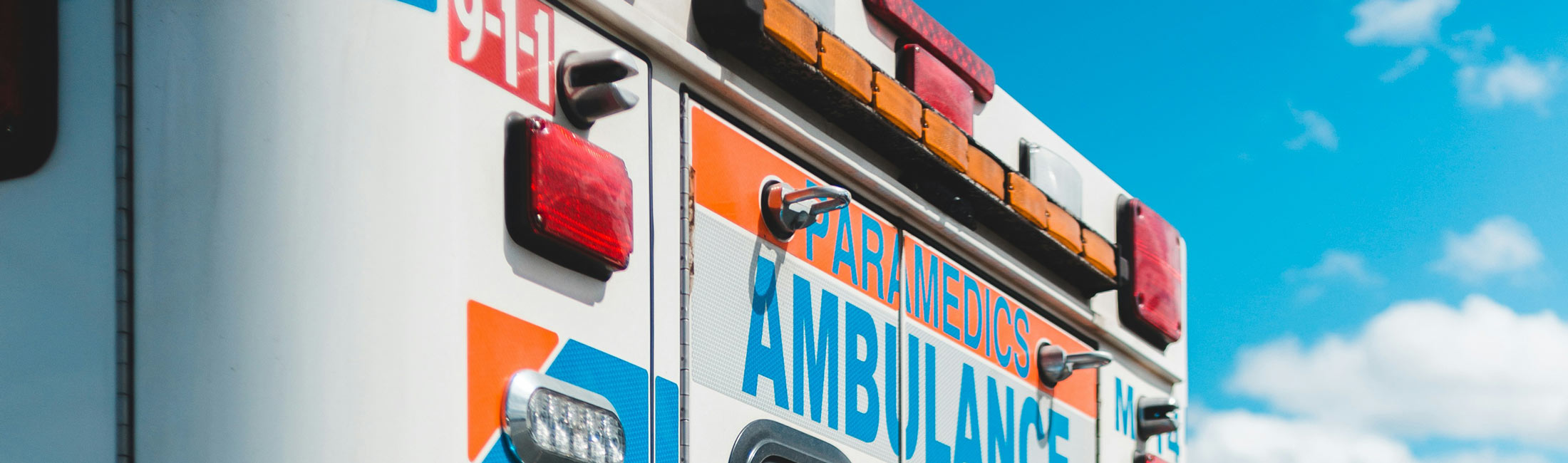 back of white ambulance 