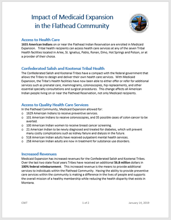 Impact of Medicaid Expansion - Confederated Salish and Kootenai