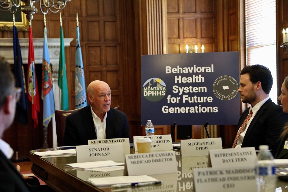 Gov. Gianforte Speaking during a meeting of the Behavioral Health System for Future Generations Commission