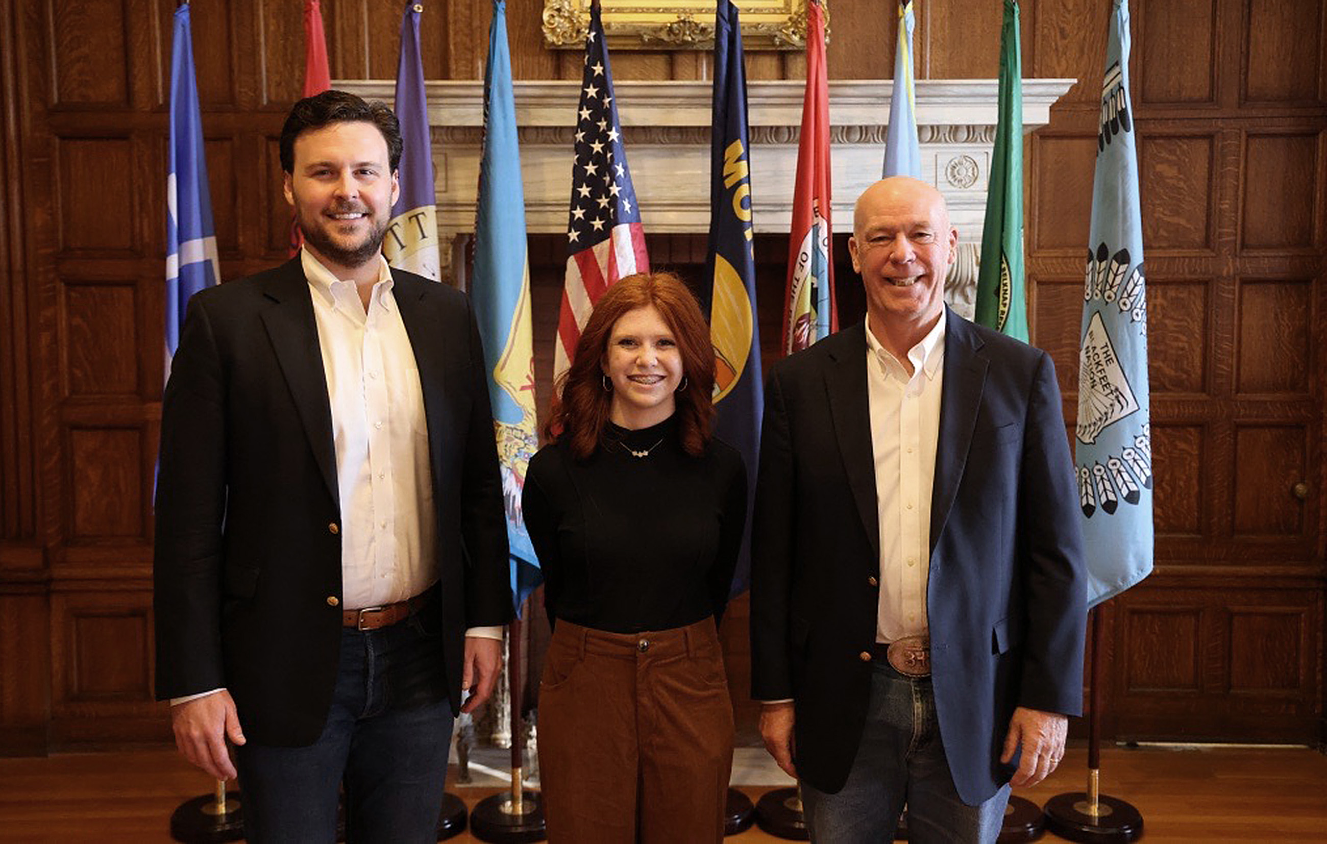 Dir. Brereton and Riggs pose for a photo with Governor Gianforte.