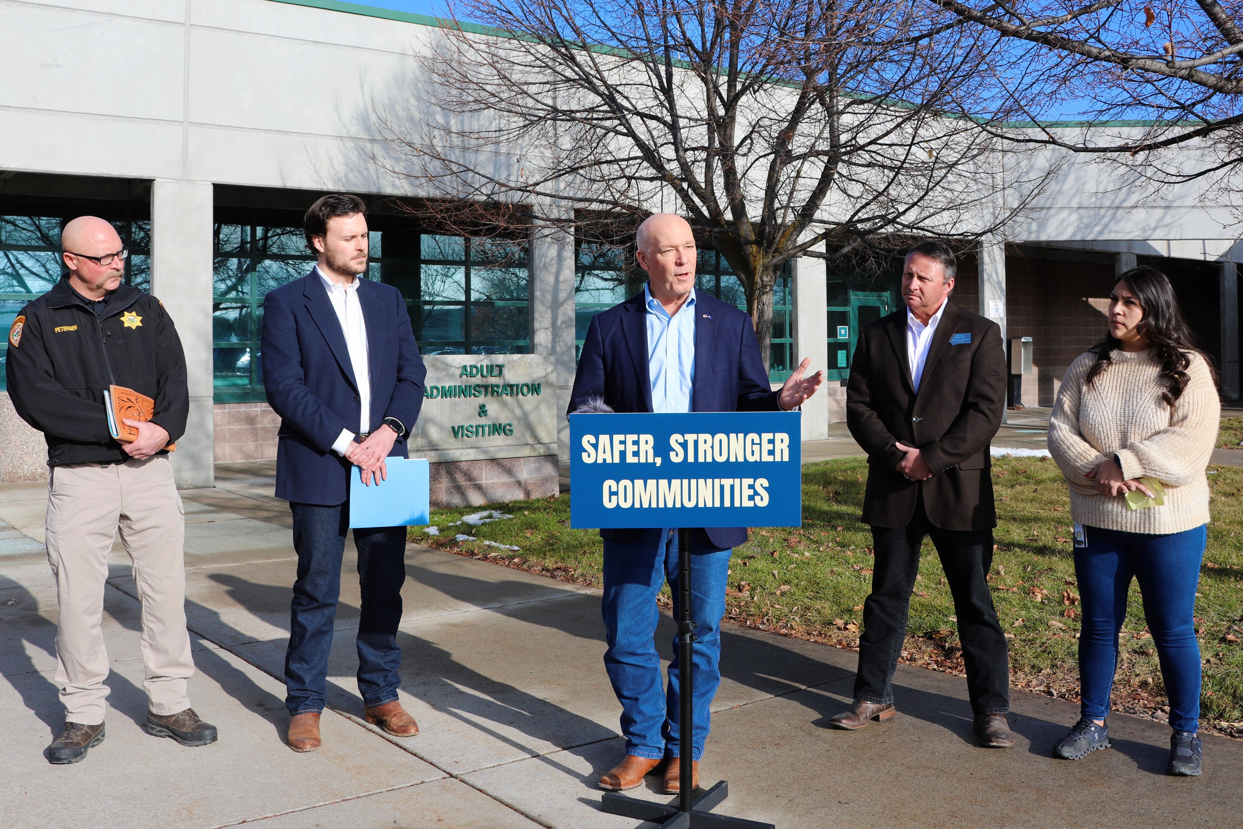 Gov. Gianforte holding a press conference at MCDF